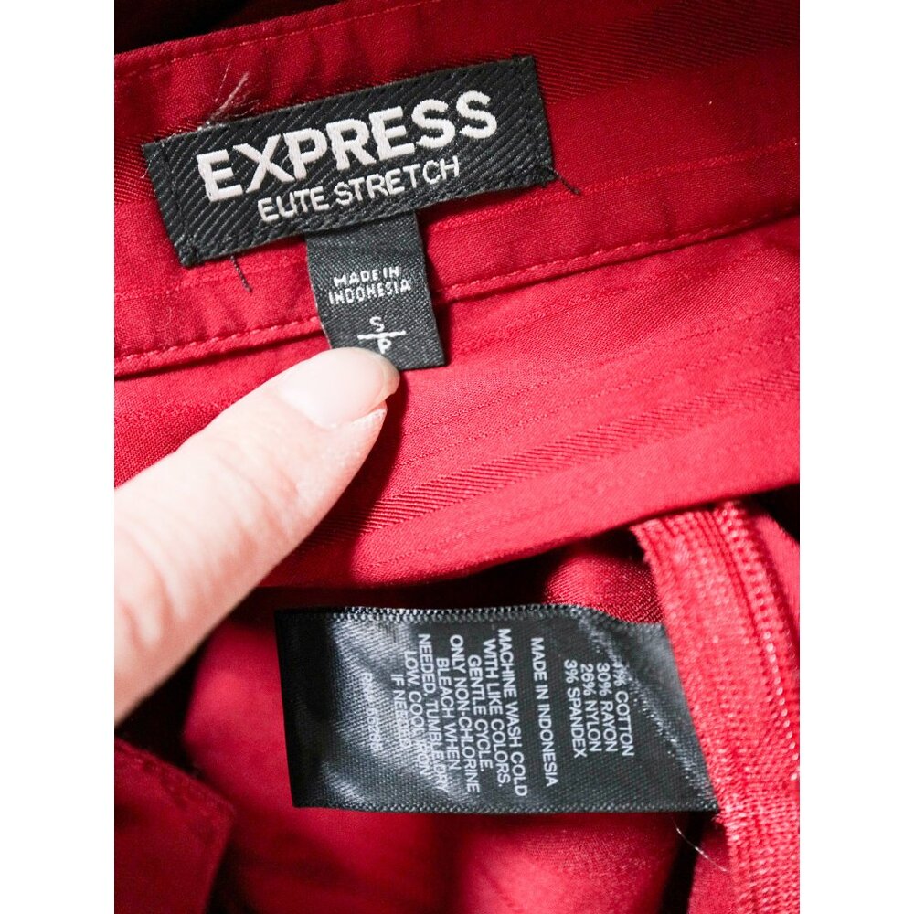 Express Red Ruffle Front Short Sleeve Blouse - Picture 7 of 8
